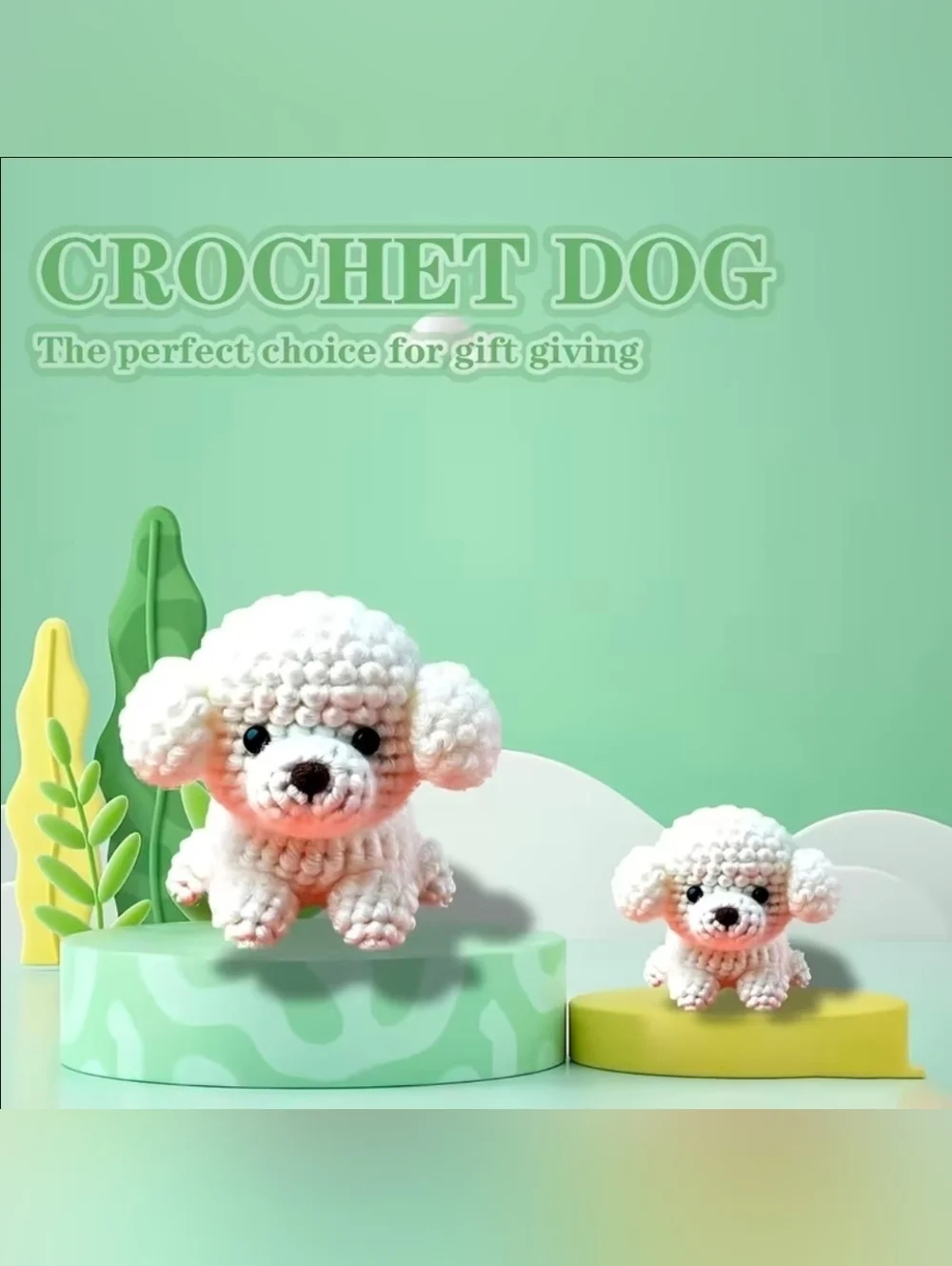 DIY White Poodle Dog Keychain Crochet For Beginners Kit All Tools Included New